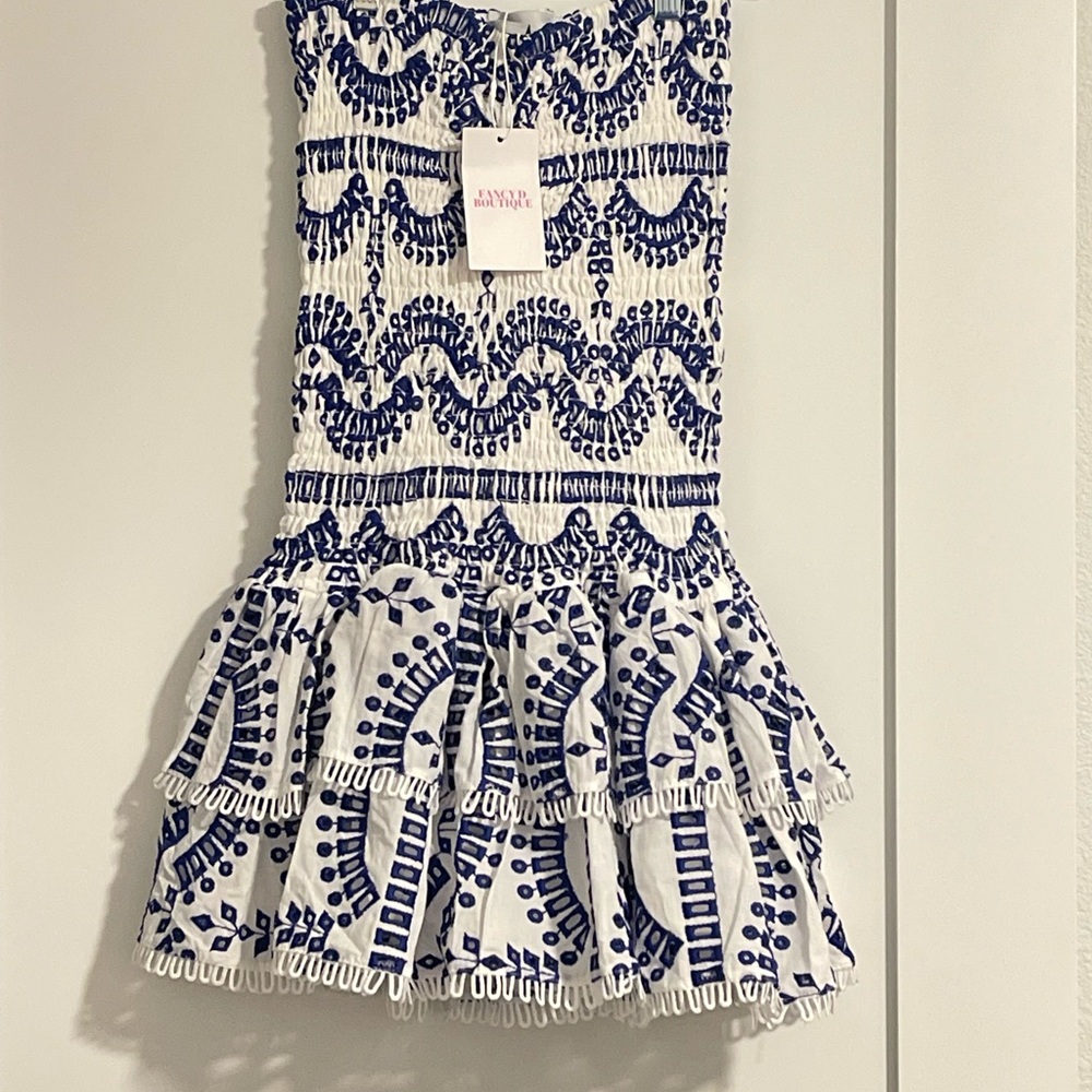 Blue and White Patterned Dress